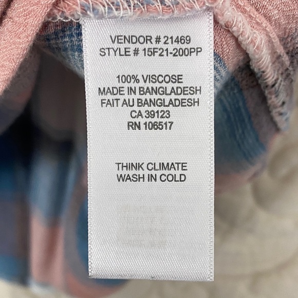 Northern Reflections Plaid Shirt in Blue and Pink with Roll Tab Sleeves - Picture 4 of 9